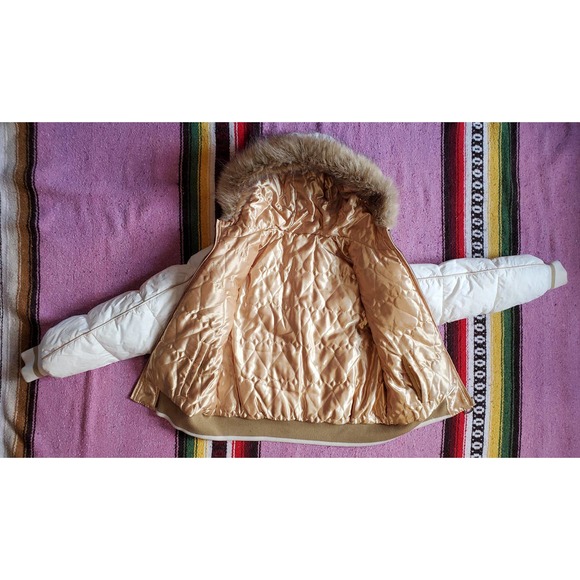 Y2K Vintage JLO Jennifer Lopez White and Gold Bomber Reversible Jacket M - Picture 2 of 9